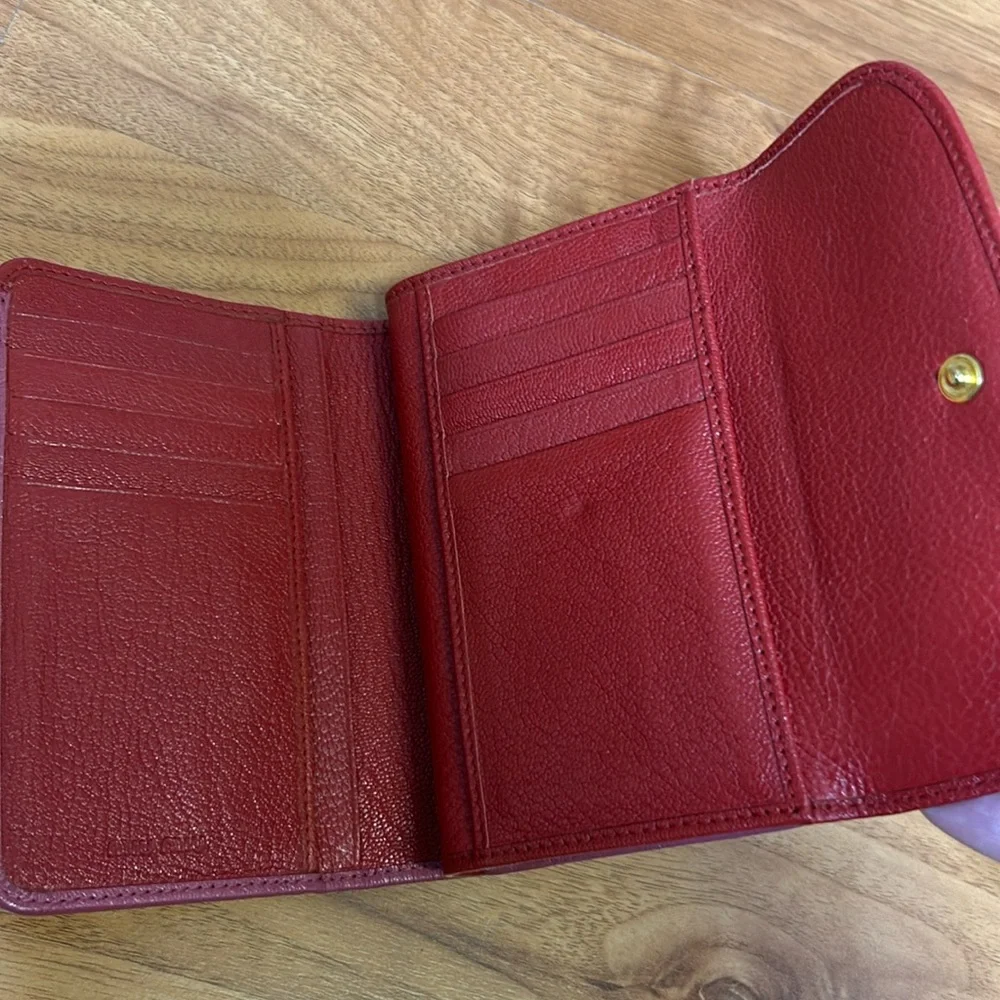 Authentic Miu Miu Goatskin Madras Bicolor Flap Wallet Fuoco Bruyere